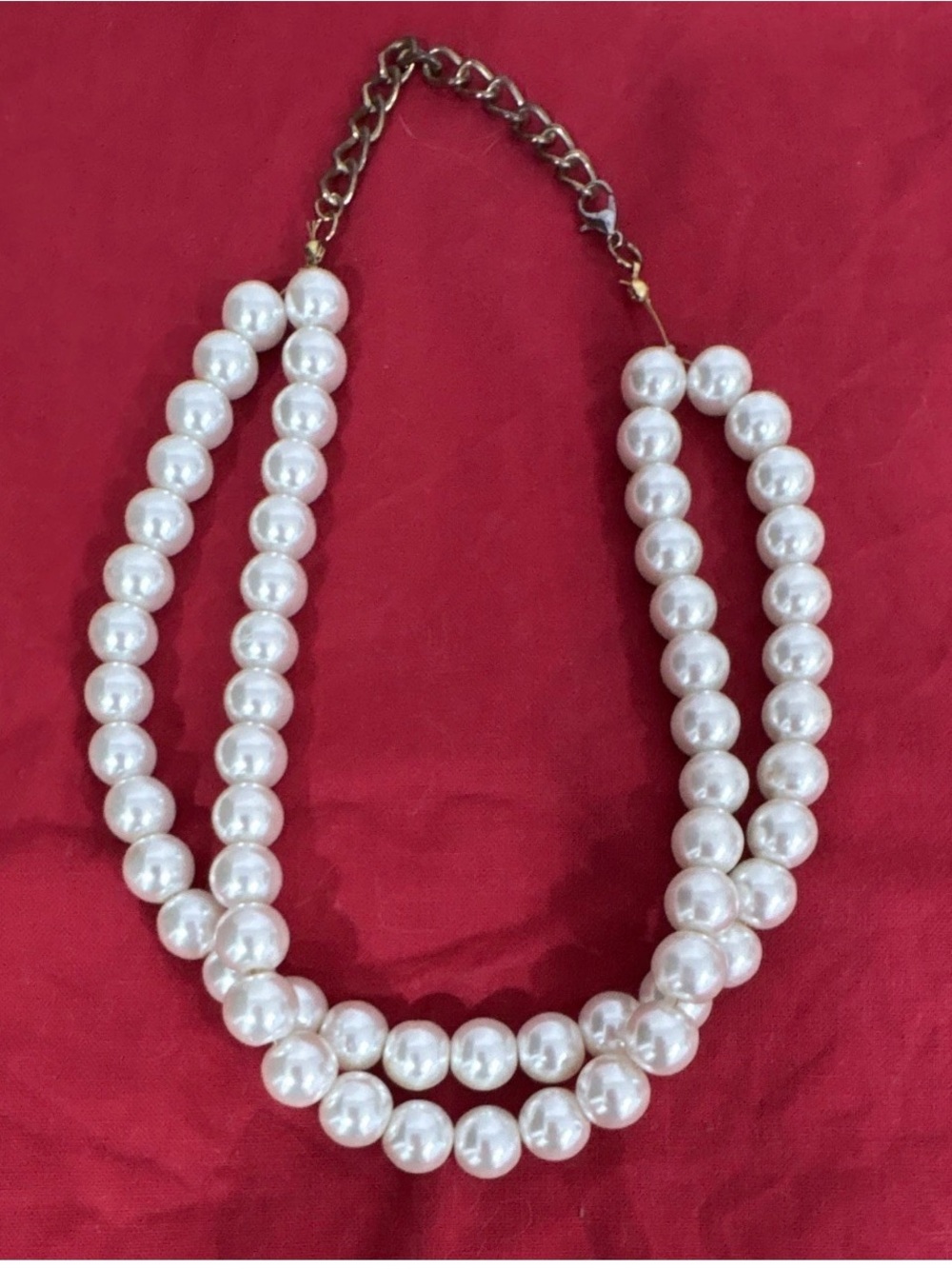 Classic White Pearl Double Strand Necklace - Unbranded